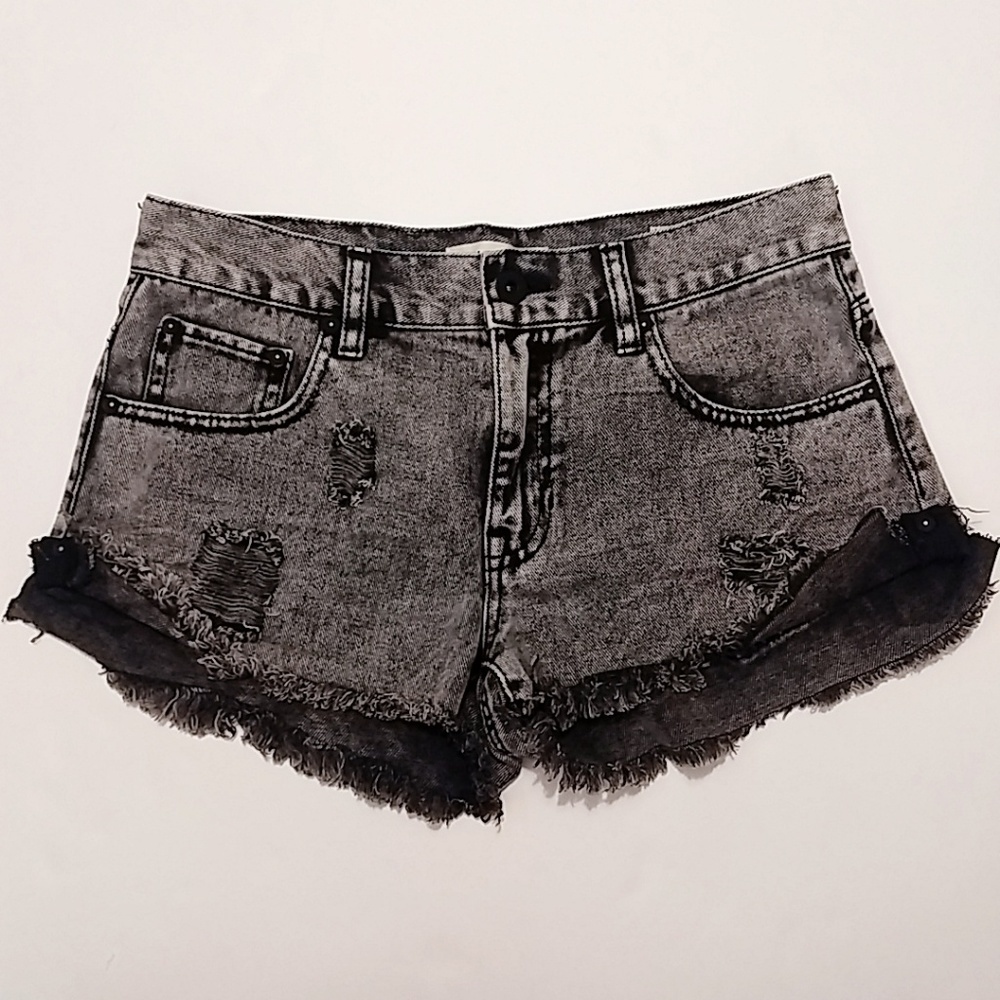 Pacsun Bullhead Faded Black Slouchy Distressed Denim Jean Shorts 5